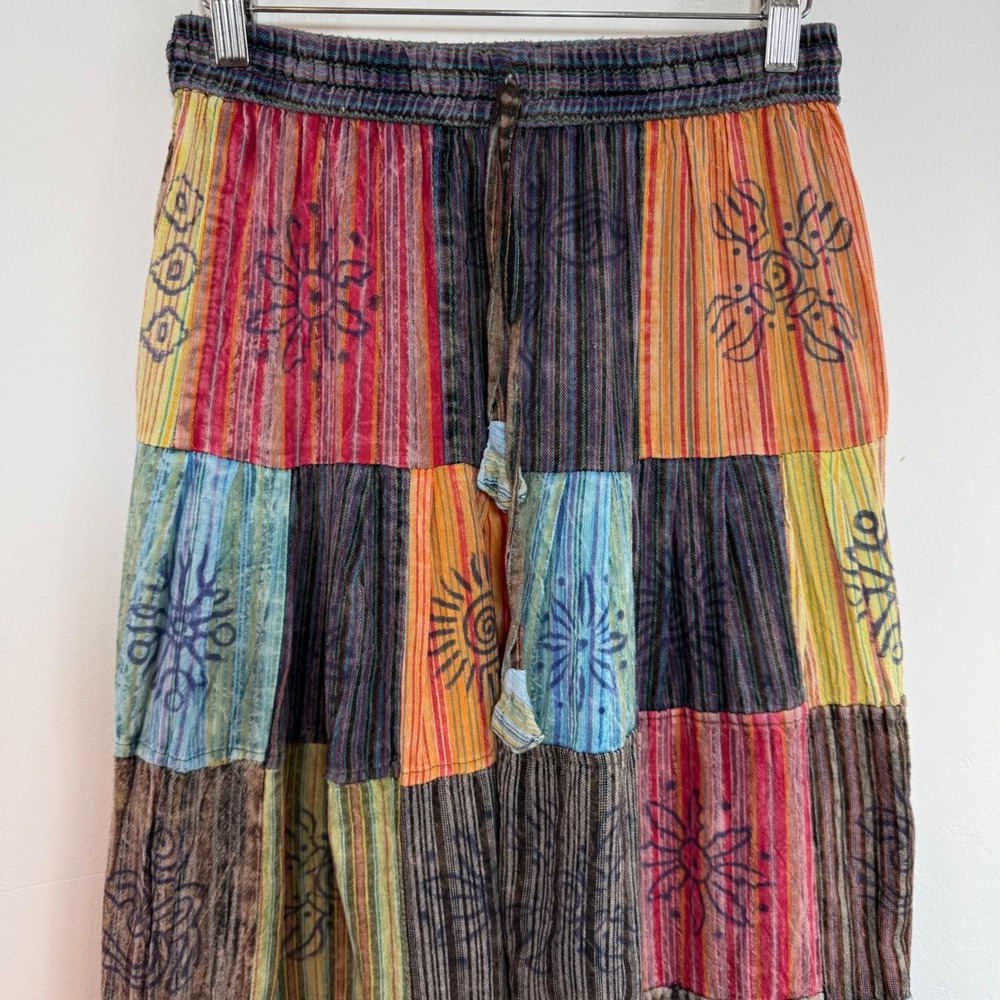 Rising International Patchwork Cotton Pants Sz‎ 6 Boho Hippie Festival Joggers - Picture 2 of 12